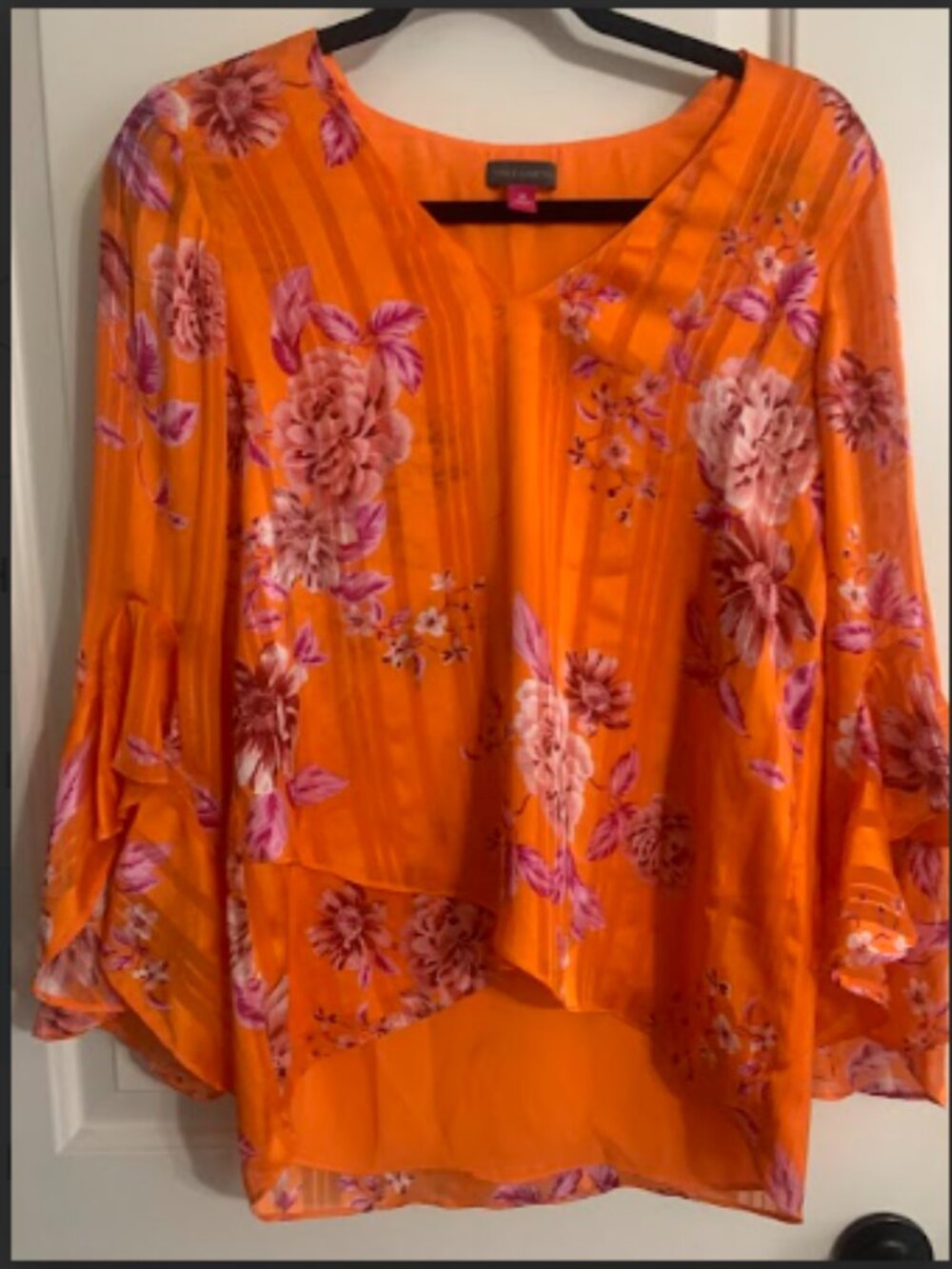 NWOT Vince Camuto floral double layer flutter sleeves top XS